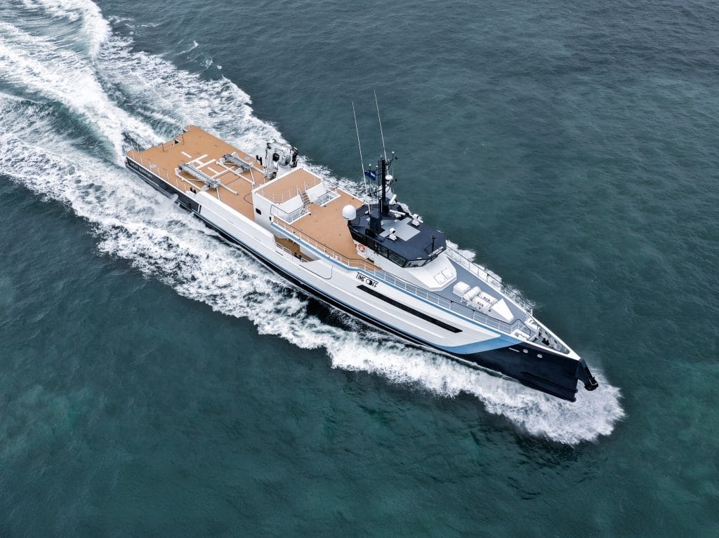 The 55.50-metres long support yacht Better Space.