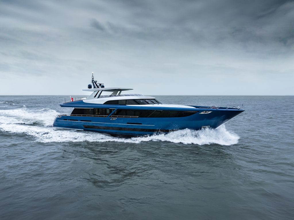 The 33.74-metres long motor yacht Blue Jeans.